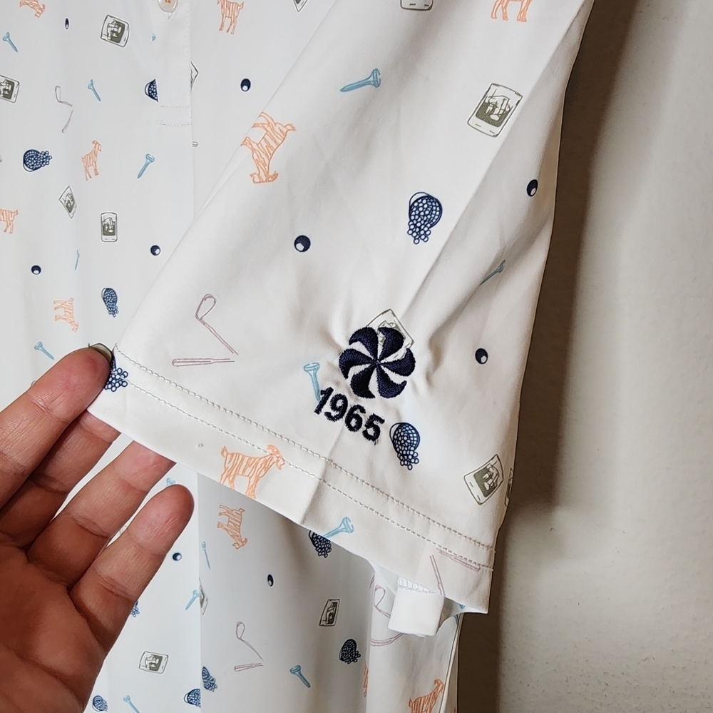 Swannies Amendt Print Golf Polo Sunset White Goat Tee Golf Balls Men's Size 2XL - Picture 7 of 16
